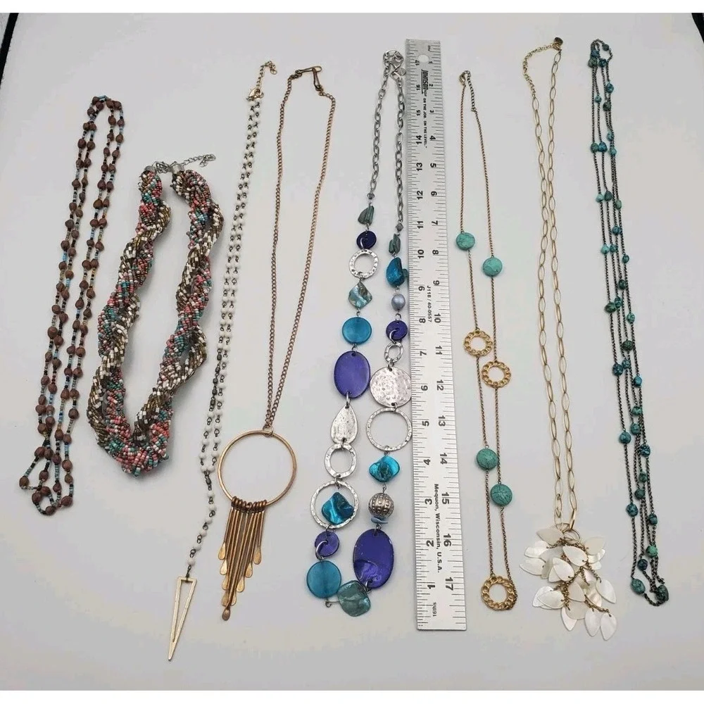 Vintage-Now Necklace Lot 8 Necklaces Teal And Faux Turquoise Estate Jewelry Find